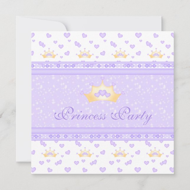 Niedliche Kronprinzessin Lila Geburtstagspartei Einladung (Vorderseite)