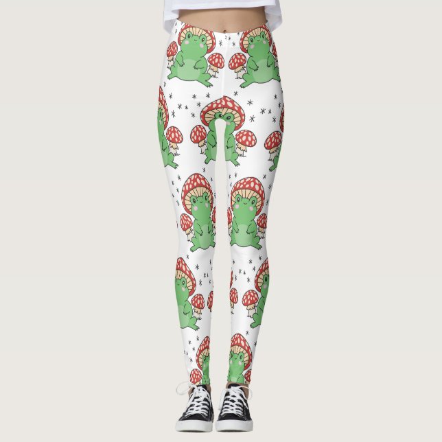 niedliche Kröte und Pilze Leggings (Vorderseite)