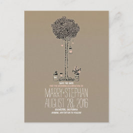 Niedliche Krüge aus rustikalem Baum und Herz Save  Ankündigungspostkarte