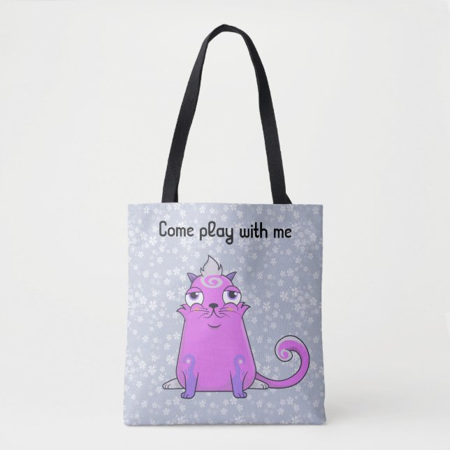 Niedliche Kryptokitty Bella will Tote Bag spielen (Vorderseite)
