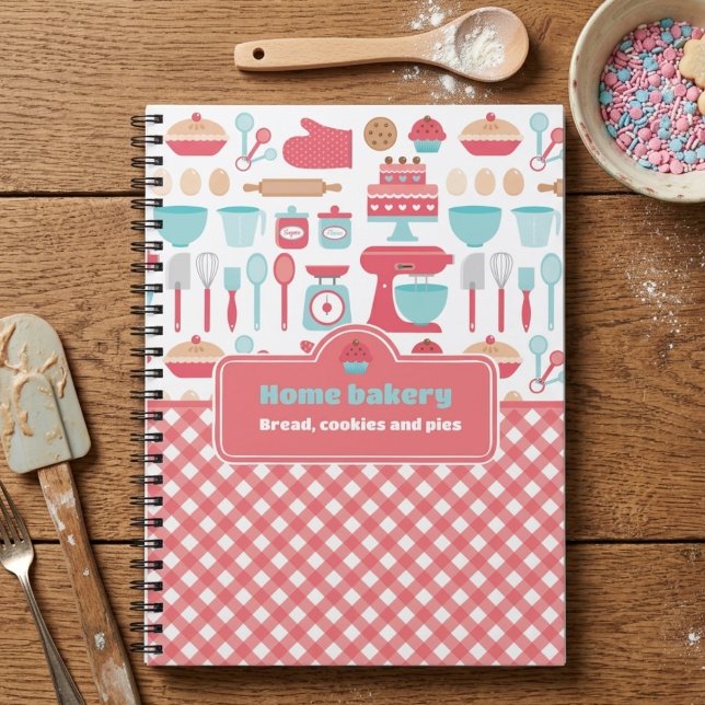 Niedliche Küche Thema Backen Red Gingham Notizblock (Cute Kitchen Theme Baking Red Gingham Notebook)
