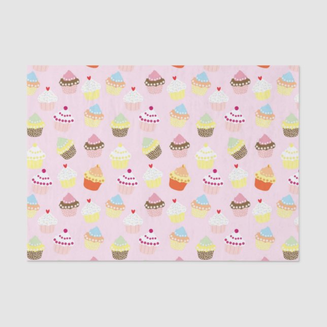 Niedliche Kuchen Muster Pastell Pink Seidenpapier (Vorderseite)