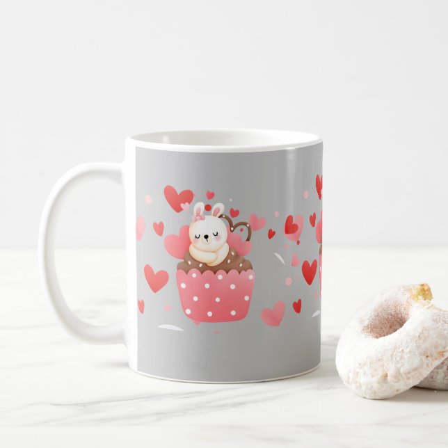Niedliche Kuchenherzen Kaffeetasse (Mit Donut)