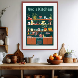 Niedliche Küchenschränke INDIVIDUELLE NAME Illustr Poster