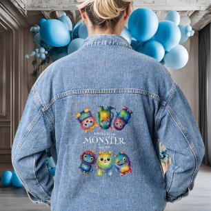 Niedliche kuddelige kleine Monster Geburtstagsfeie Jeansjacke
