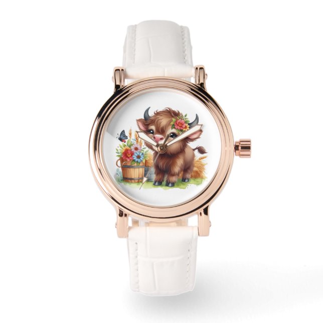 Niedliche Kuh Armbanduhr (Vorderseite)
