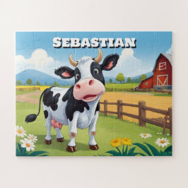 Niedliche Kuh auf dem Bauernhof Puzzle