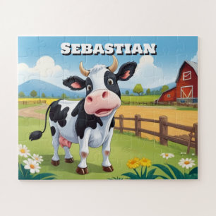 Niedliche Kuh auf dem Bauernhof Puzzle