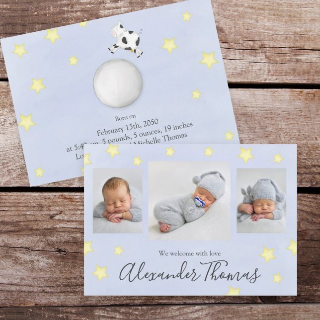 Niedliche Kuh aus Fotokollage sprang über den Mond Ankündigung (Von Creator hochgeladen)