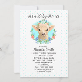 Niedliche Kuh Blue Boys Floral Baby Dusche Einladung