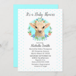 Niedliche Kuh Blue Boys Floral Baby Dusche Einladung