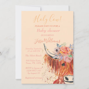 Niedliche Kuh Boho Country Baby Girl Western Flora Einladung