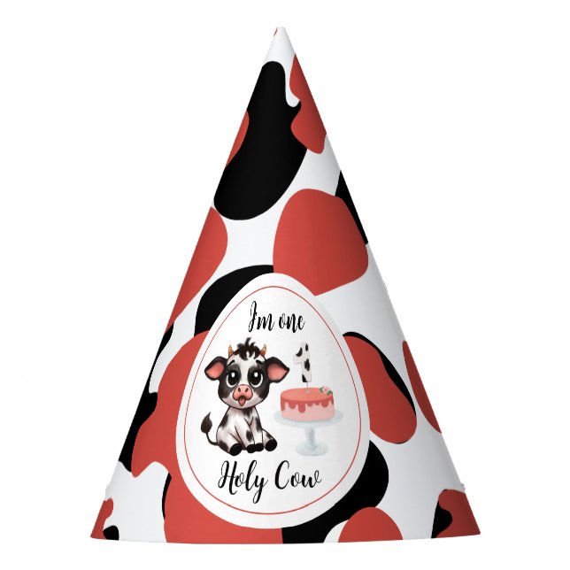 niedliche Kuh ein erster Geburtstag Partyhütchen (Vorderseite)