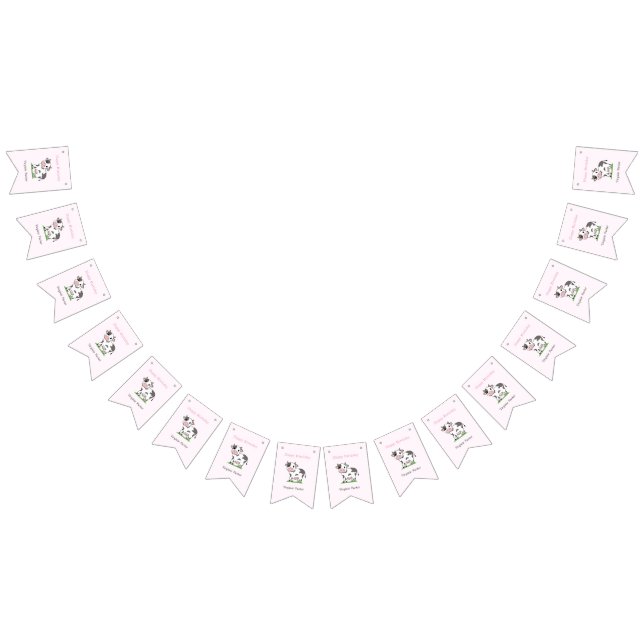 Niedliche Kuh Geburtstagsjagdflaggen Wimpelkette (Alle)