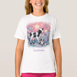 Niedliche Kuh Girl T - Shirt Personalisiert