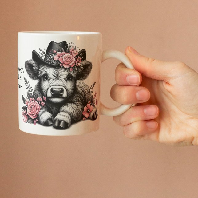 Niedliche Kuh-Hühnerkuh mit Text Kaffeetasse (Von Creator hochgeladen)
