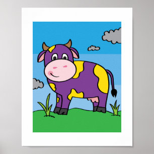 Niedliche Kuh-Illustration Kids Farm Animal Art Po Poster