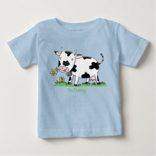 Niedliche Kuh in Cartoon-Abbildung Baby T-shirt