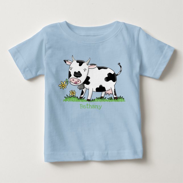 Niedliche Kuh in Cartoon-Abbildung Baby T-shirt (Vorderseite)