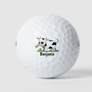 Niedliche Kuh in Cartoon-Abbildung Golfball