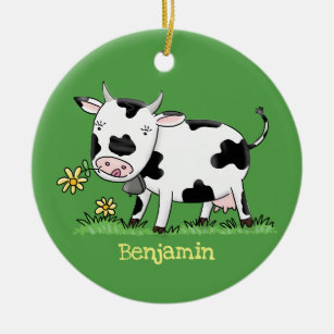 Niedliche Kuh in Cartoon-Abbildung Keramik Ornament
