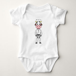 Niedliche Kuh in Kung Fu Anzug Cartoon Baby Strampler