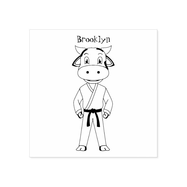 Niedliche Kuh in Kung Fu Anzug Cartoon Gummistempel (Prägung)