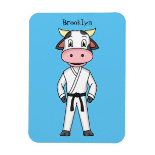 Niedliche Kuh in Kung Fu Anzug Cartoon Magnet