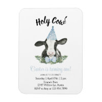 Niedliche Kuh mit Blue Party Hut & Bow Krawatte Ei