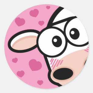 Niedliche Kuh mit Liebe Herz-Stickers Runder Aufkleber