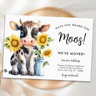 Niedliche Kuh neue Adresse wir bewegen Land Ankündigung
