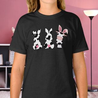 Niedliche Kuh Print Bunnies und Kuh Ostersonne T-Shirt