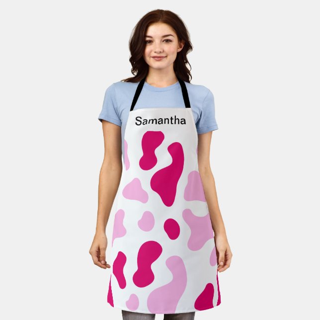 Niedliche Kuh Print Girly Pink benutzerdefinierte  Schürze (Getragen)