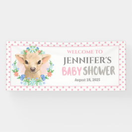 Niedliche Kuh-Rosa-Blütendusche Banner