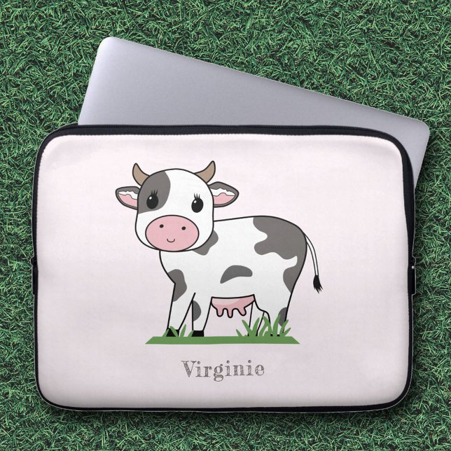 Niedliche Kuh Rosa Notebook-Rückenlehne Laptopschutzhülle (Cute Cow Pink Laptop Sleeve)