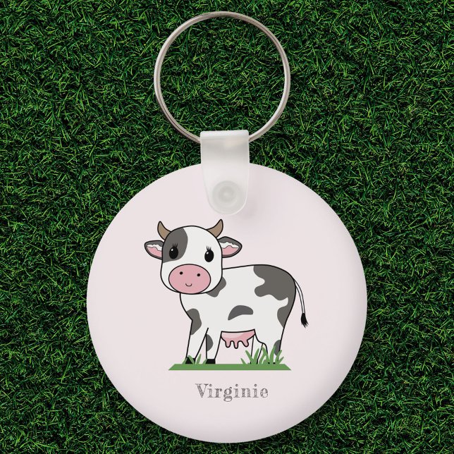Niedliche Kuh Rosa Schlüsselanhänger (Cute Cow Pink Keychain)