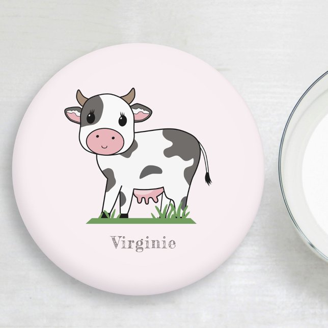 Niedliche Kuh Rosa Untersetzer (Cute Cow Pink Coaster)