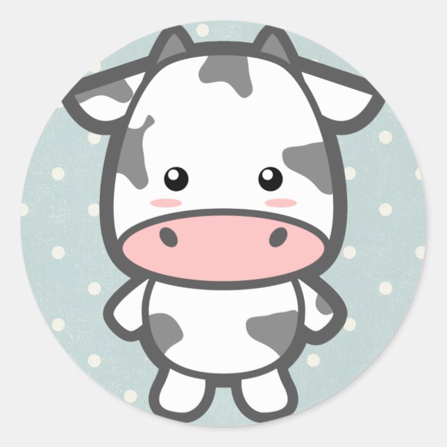 Niedliche Kuh Runder Aufkleber (Vorderseite)