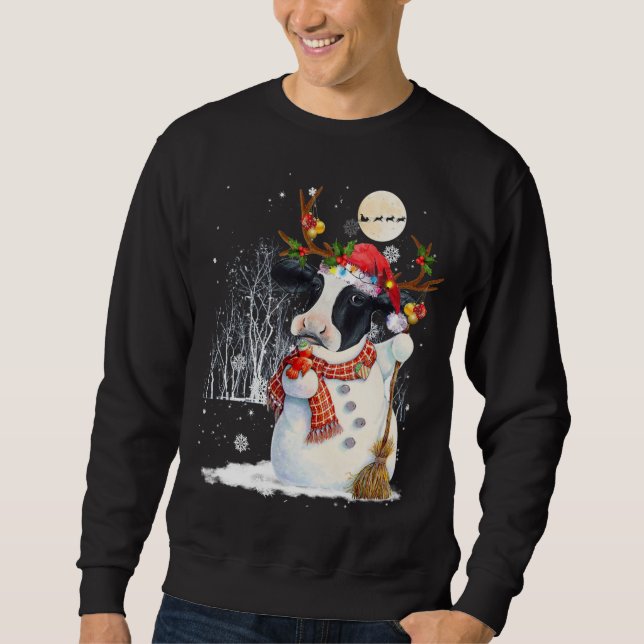 Niedliche Kuh Snowcow Weihnachtskuh Schneemann Win Sweatshirt (Vorderseite)