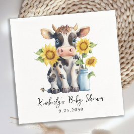 Niedliche Kuh Sonnenblumen Einfache moderne Farm B Serviette