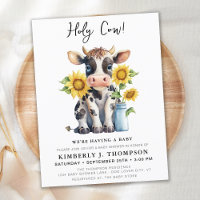 Niedliche Kuh Sonnenblumen Farm Baby Dusche Einlad