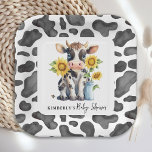 Niedliche Kuh Sonnenblumen Moderne, einfache Farm  Pappteller<br><div class="desc">Wir stellen Ihnen unsere bezaubernden "Heilige Kuh" Babydusche-Einladungen vor! Diese Einladungen eignen sich perfekt für eine geschlechtsneutrale Babydusche, da sie ein niedliches Kalb und Sonnenblumen in einem einfachen und modernen Aquarelldesign aufweisen. Das Schwarz-, Weiß- und Gelbtöne verleiht dem verspielten Thema "Bauerntiere" eine Touch Eleganz. Unsere Einladungen werden auf hochwertigen Kartons...</div>
