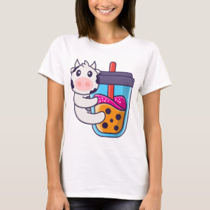 Niedliche Kuh trinkt Boba Milk Tee
