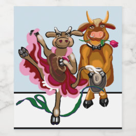 Niedliche Kuh- und Bullenromantik Weinetikett