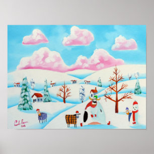 Niedliche Kuh und Schafe Poster