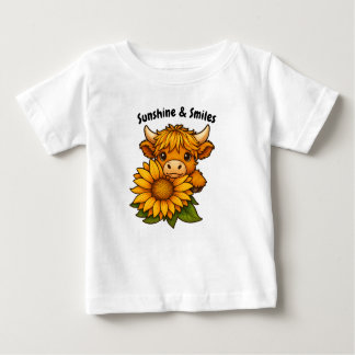 Niedliche Kuh und Sonnenblumen Baby T-shirt