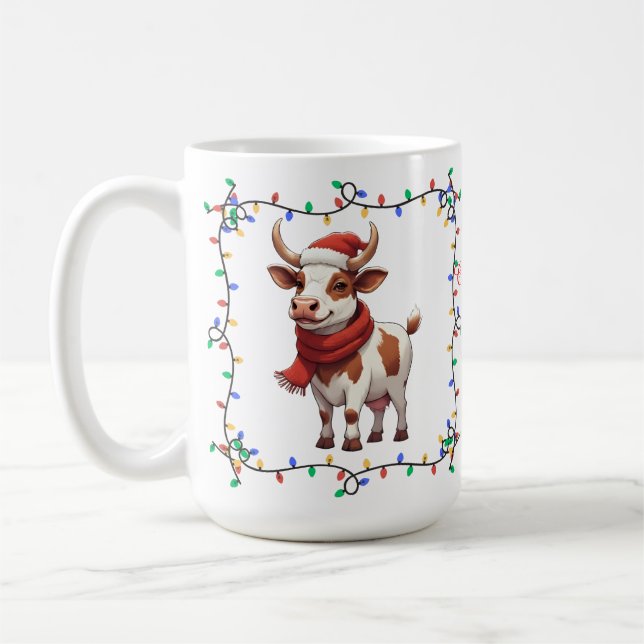 Niedliche Kuh Weihnachtsfeiertage Tasse (Links)