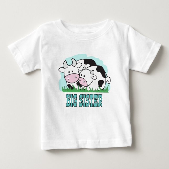 Niedliche Kühe Big Sister Baby T-shirt (Vorderseite)