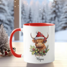 Niedliche Kühe Kalb Weihnachten Weihnachtsmann Kar Tasse