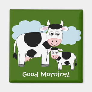 Niedliche Kühe Kühlschrankmagnet "Guten Morgen" Magnet